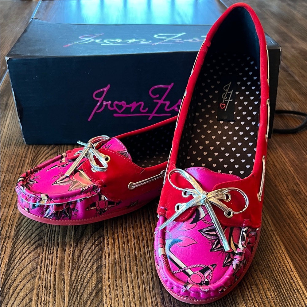 Iron Fist Pink and Red Floral Moccasin Loafers